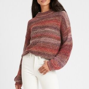 Banana Republic Multicolor Ombre Sparkly Sequin Alpaca Wool Mock Neck Sweater